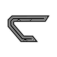 Geometric C - Layered Line Art, Modern vector