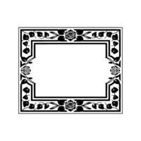 Elegant Black Floral Frame, Vintage, Rose - Botanical vector