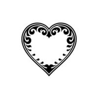 Intricate Black Heart Ornament, Vintage Style, Swirls vector