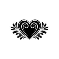 Elegant Black Heart Ornament, Intricate Floral, Swirl vector