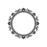 Elegant Botanical Circle Frame, Minimalist - Vintage vector