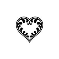Intricate Floral Heart Emblem, Vintage Style - Decorative vector