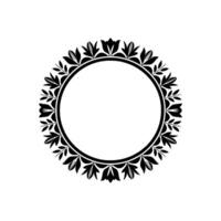 Elegant Botanical Circle Frame, Vintage Style - Monochromatic vector
