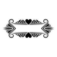 Elegant Black Floral Frame, Romantic Heart Accents vector