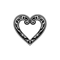 Intricate Black Heart Ornament, Vintage Style - Pattern vector