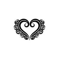 Intricate Tribal Heart, Elegant Black - Ornamental vector
