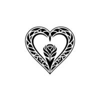 Intricate Heart Rose Emblem, Tribal Style vector