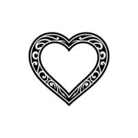 Intricate Black Heart Ornament, Vintage Style - Scrollwork vector