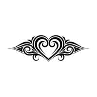 Intricate Tribal Heart Ornament, Black White - Elegant vector