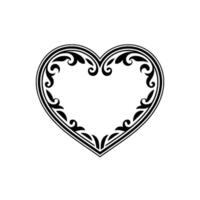 Intricate Black Heart Ornament, Vintage Elegance - Lineart vector