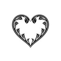 Intricate Black Heart Ornament, Elegant Floral - Stylized vector