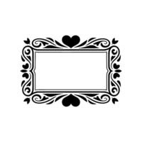 Elegant Black Frame with Heart Accents Vintage vector
