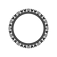 Elegant Floral Circle Frame, Minimalist - Outline vector