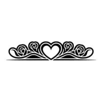 Elegant Black Floral Border, Romantic Element - Heart vector