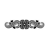 Elegant Floral Swirl Border, Romantic Element - Hearts vector