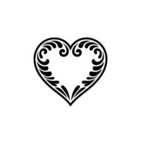 Intricate Black Heart Ornament, Elegant - Minimalist vector