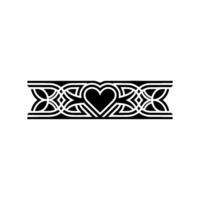 Geometric Celtic Border, Heart Motif, Minimalist vector