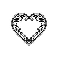 Intricate Black Heart Ornament, Elegant Floral - Frame vector