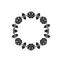 Elegant Black Rose Wreath Border, Minimalist vector