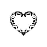 Elegant Black White Heart Frame with Ribbon Detail vector