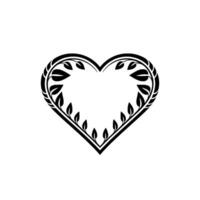 Elegant Heart Ornament, Botanical Outline, Minimalist vector