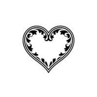 Intricate Floral Heart Ornament, Vintage Style - Elegant vector