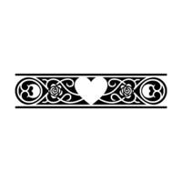 Elegant Floral Border, Romantic Heart Motif, Vintage vector