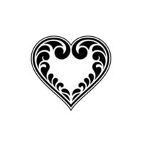Intricate Black Heart Ornament, Decorative - Elegant vector