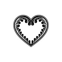 Intricate Heart Ornament, Elegant Black White - Decorative vector