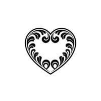 Intricate Black Heart Ornament, Elegant Floral - Romance vector