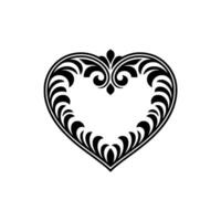 Intricate Black Heart Ornament, Elegant Floral - Border vector