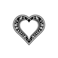 Intricate Heart Emblem, Vintage Floral Border, Romantic Illustration vector