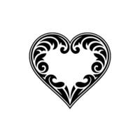 Intricate Black Heart Ornament, Elegant - Stylized vector