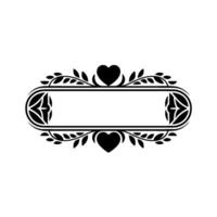 Elegant Black Floral Frame, Romantic Element - Heart vector