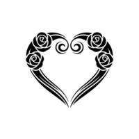 Intricate Floral Heart Tribal Rose vector