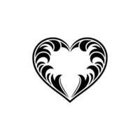 Intricate Black Heart Ornament, Elegant - Lineart vector