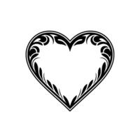 Intricate Tribal Heart Ornament, Elegant Black White vector