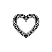 Elegant Heart Ornament, Vintage Floral - Blackandwhite vector