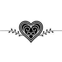 Elegant Heart Vine Decorative Element, Vintage Style vector