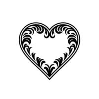 Intricate Black Heart Ornament, Vintage Style - Border vector