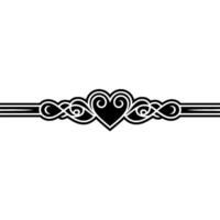 Elegant Black Ornamental Divider with Heart Motif - Ornament vector