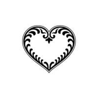Intricate Black Heart Ornament, Elegant Floral - Romantic vector