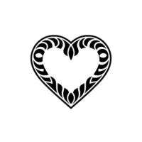 Intricate Heart Ornament, Elegant Black White - Lineart vector