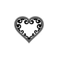 Intricate Black Heart Ornament, Vintage Style - Classic vector