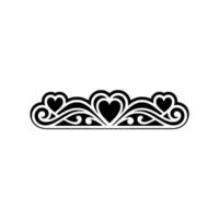 Elegant Heart Border, Vintage Ornamentation, Romantic - Lineart vector