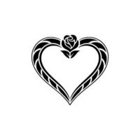 Intricate Heart with Rose Emblem, Elegant vector