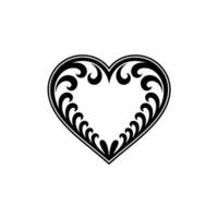 Intricate Black Heart Ornament, Decorative - Minimalist vector