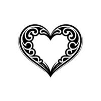 Tribal Heart Ornament, Intricate Black - Elegant vector