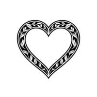 Intricate Heart Ornament, Black White Botanical vector