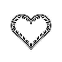 Intricate Black Heart Frame, Elegant Decorative Border - Floral vector
